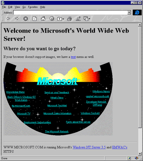 Microsoft homepage (1994)